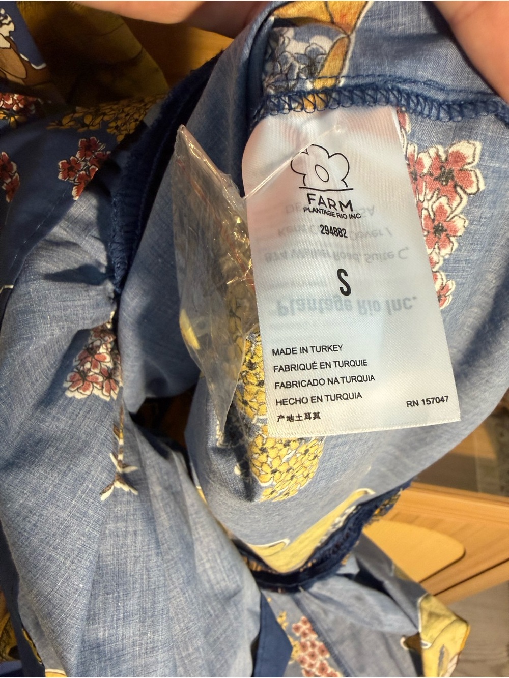 RARE FARM RIO Blue Floral Bananas 🍌 & Mermaids🧜🏼♀️ Midi Dress SIZE SMALL - Picture 12 of 12